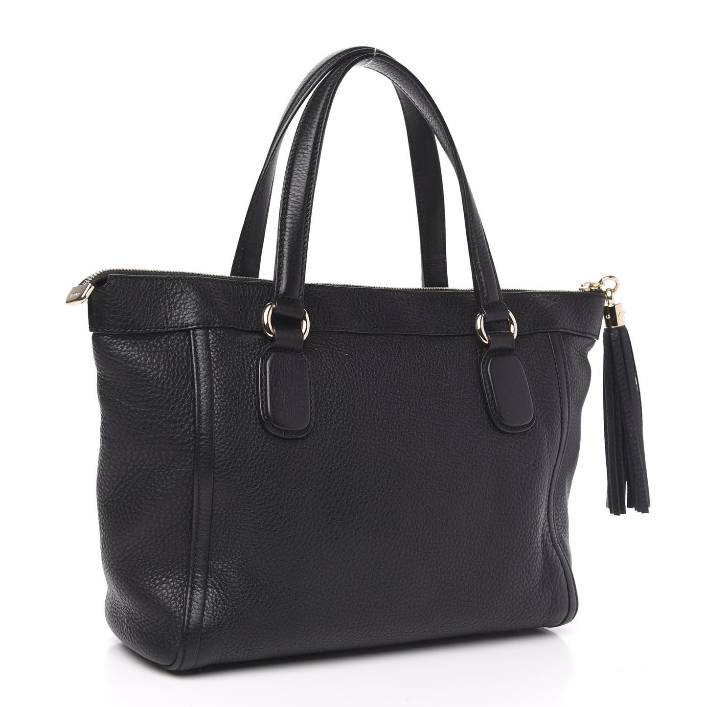Pebbled Calfskin Small Soho Top Handle Bag Black