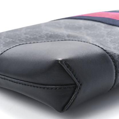 Gucci Soft GG Supreme Monogram Appia Calfskin Web East West Messenger Bag Black Grey 11 of 12