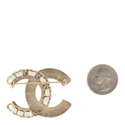 Chanel Lambskin Pearl Crystal CC Chain Brooch White Gold 2 of 3