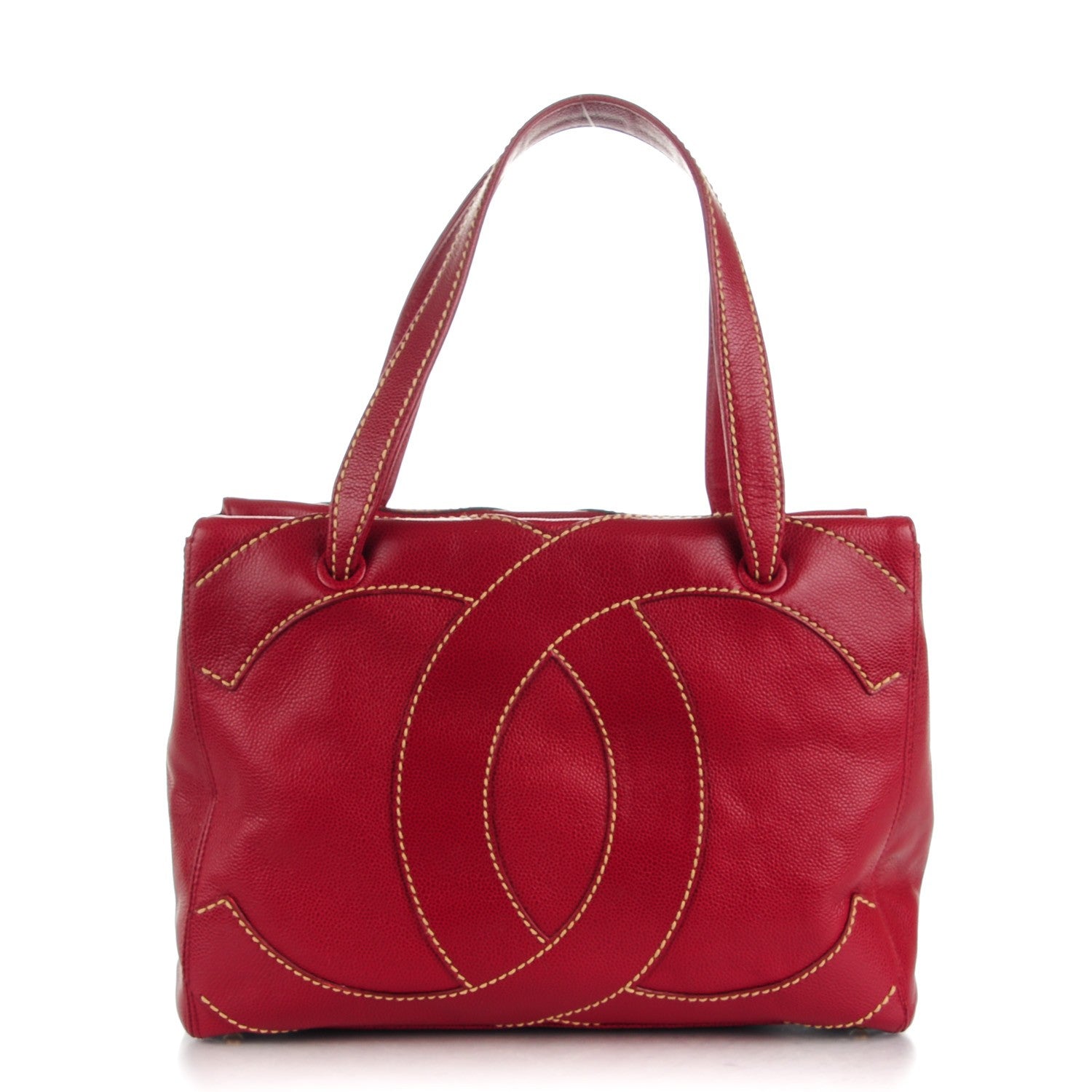 Chanel Caviar CC Stitched Tote Red 1 of 10