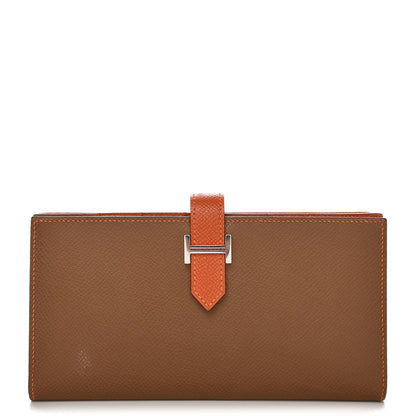 Hermes Epsom Bi Color Bearn Wallet Gold Orange 1 of 8