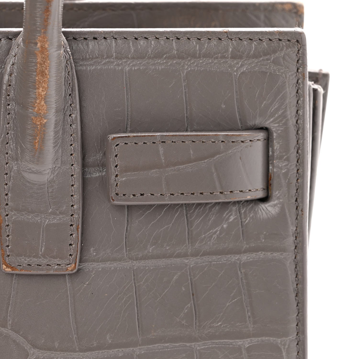 Saint Laurent Calfskin Crocodile Embossed Nano Sac De Jour Fog 16 of 23