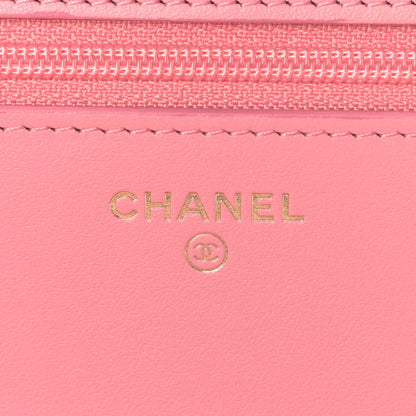 Chanel Caviar Camellia Embossed Wallet On Chain WOC Light Pink 5 of 13