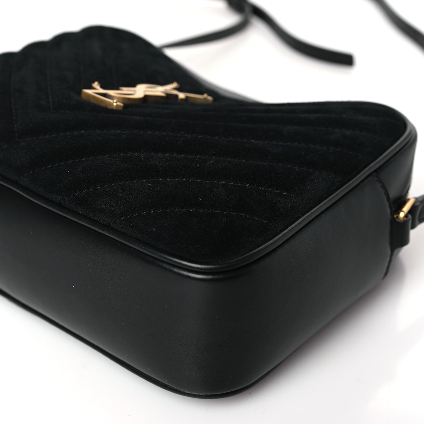 Suede Calfskin Matelasse Monogram Lou Camera Bag Black