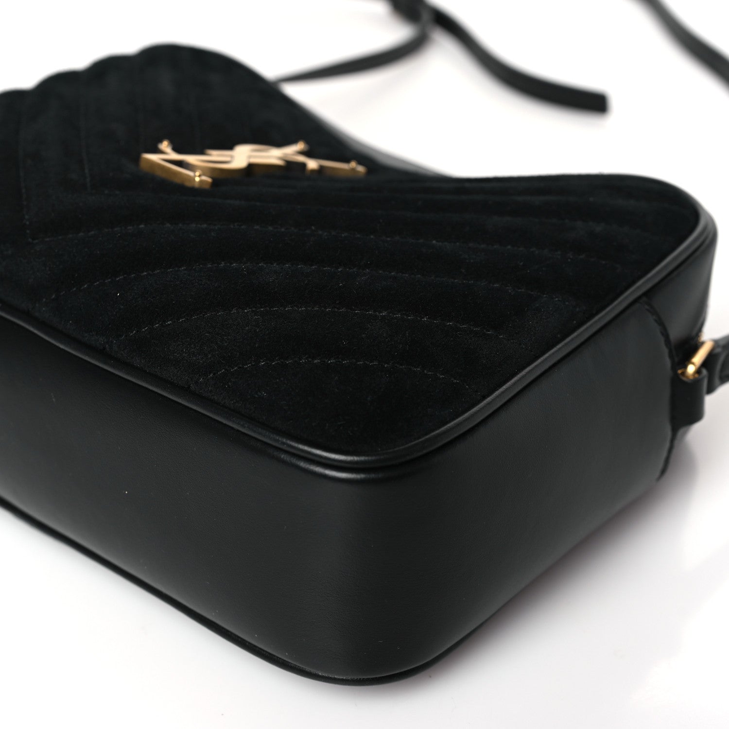 Saint Laurent Suede Calfskin Matelasse Monogram Lou Camera Bag Black 9 of 9