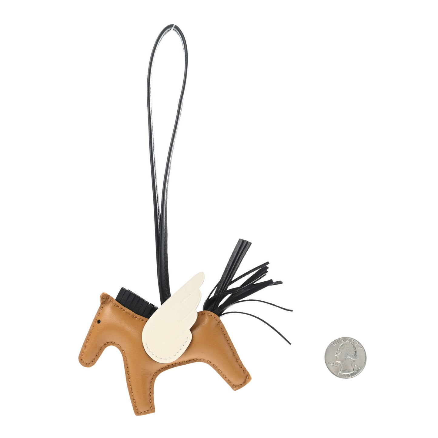 Milo Lambskin Grigri Rodeo Pegase Horse Bag Charm PM Sesame Black Nata