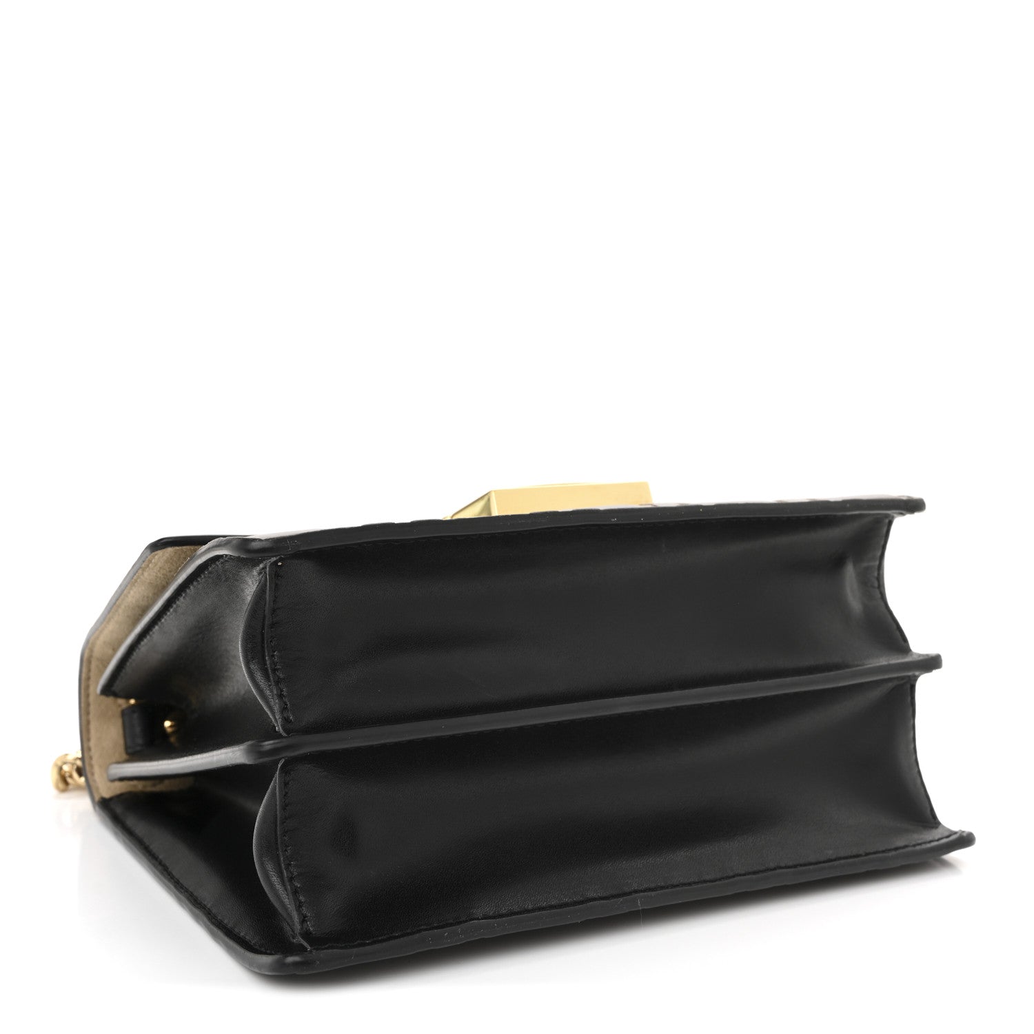 Fendi Vitello Liberty Bi-Color FF 1974 Embossed Small Kan U Shoulder Bag Maya Black 4 of 11