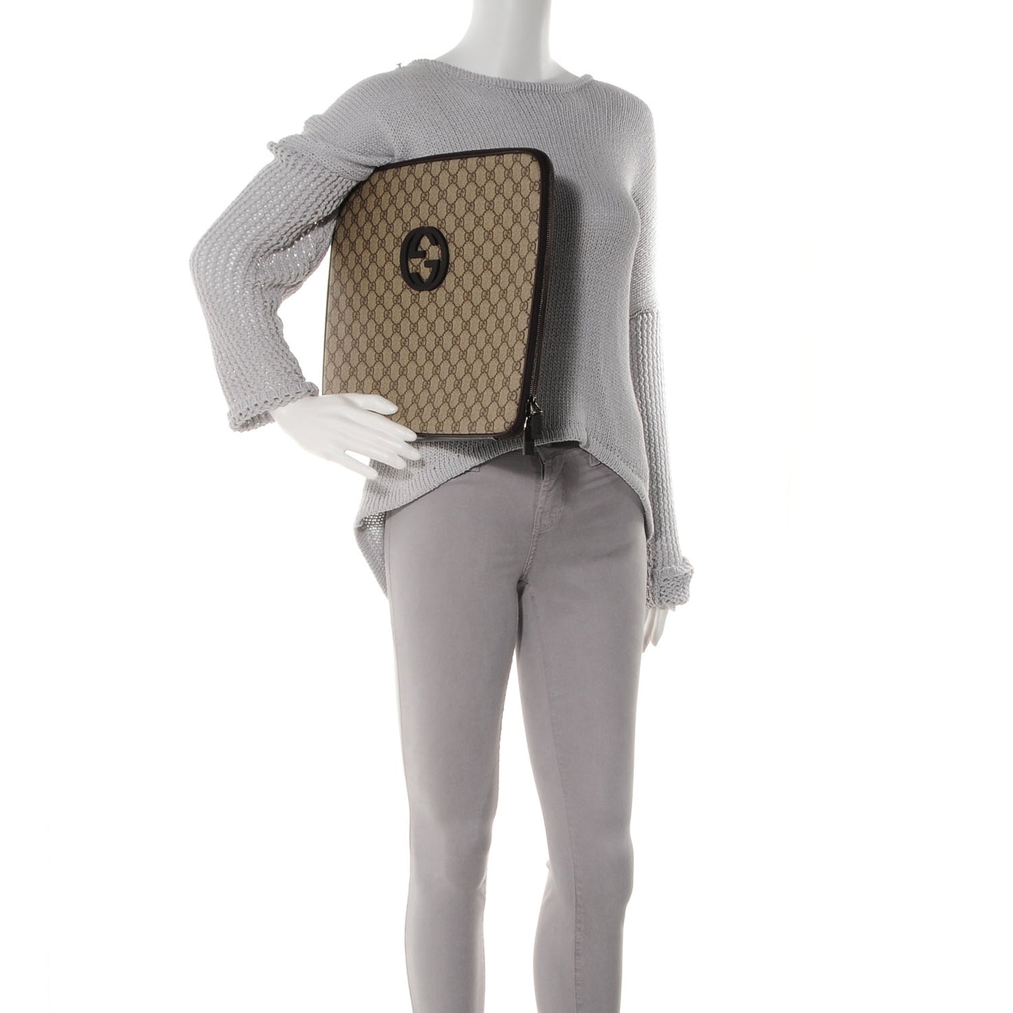 GG Plus Interlocking GG Medium Laptop Case Brown