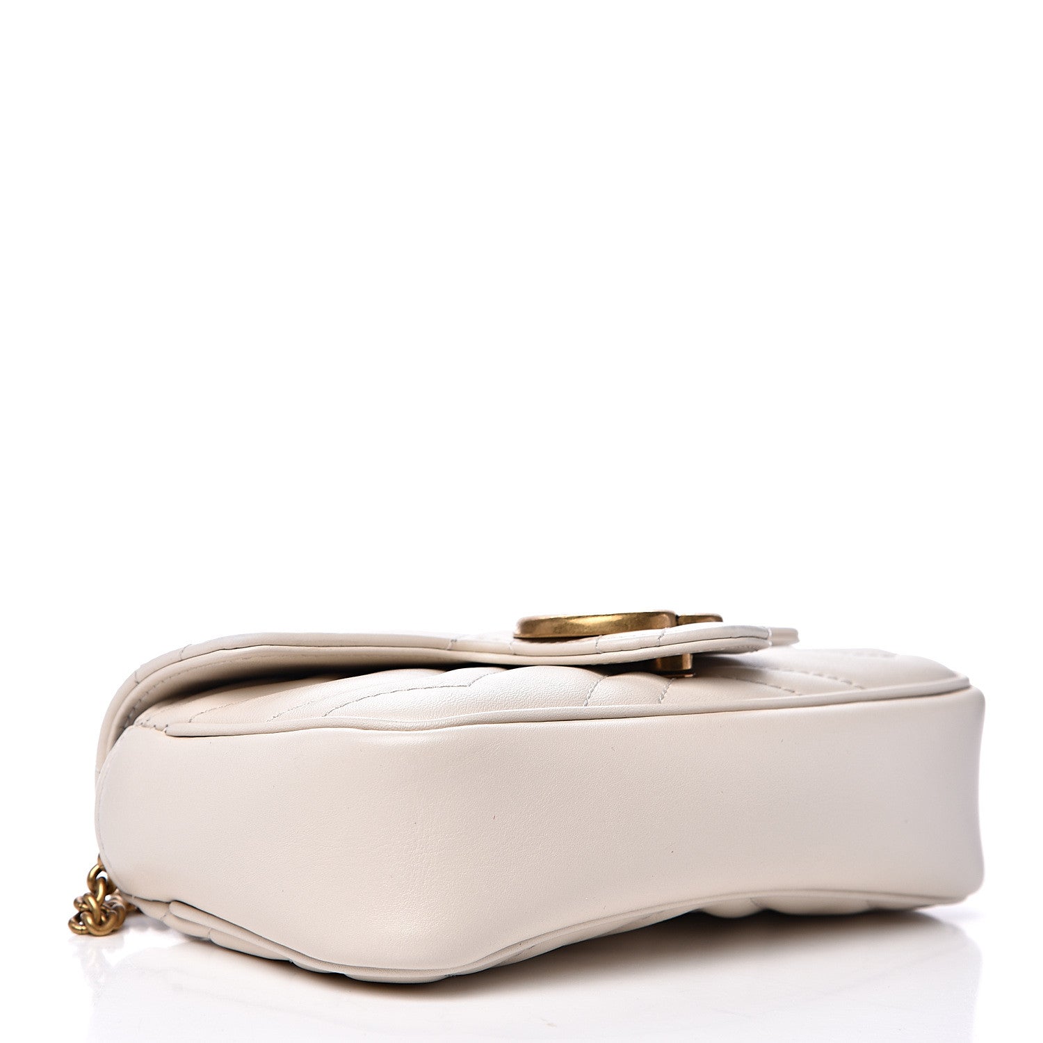 Gucci Calfskin Matelasse Super Mini GG Marmont Shoulder Bag White 3 of 11