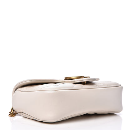 Gucci Calfskin Matelasse Super Mini GG Marmont Shoulder Bag White 3 of 11