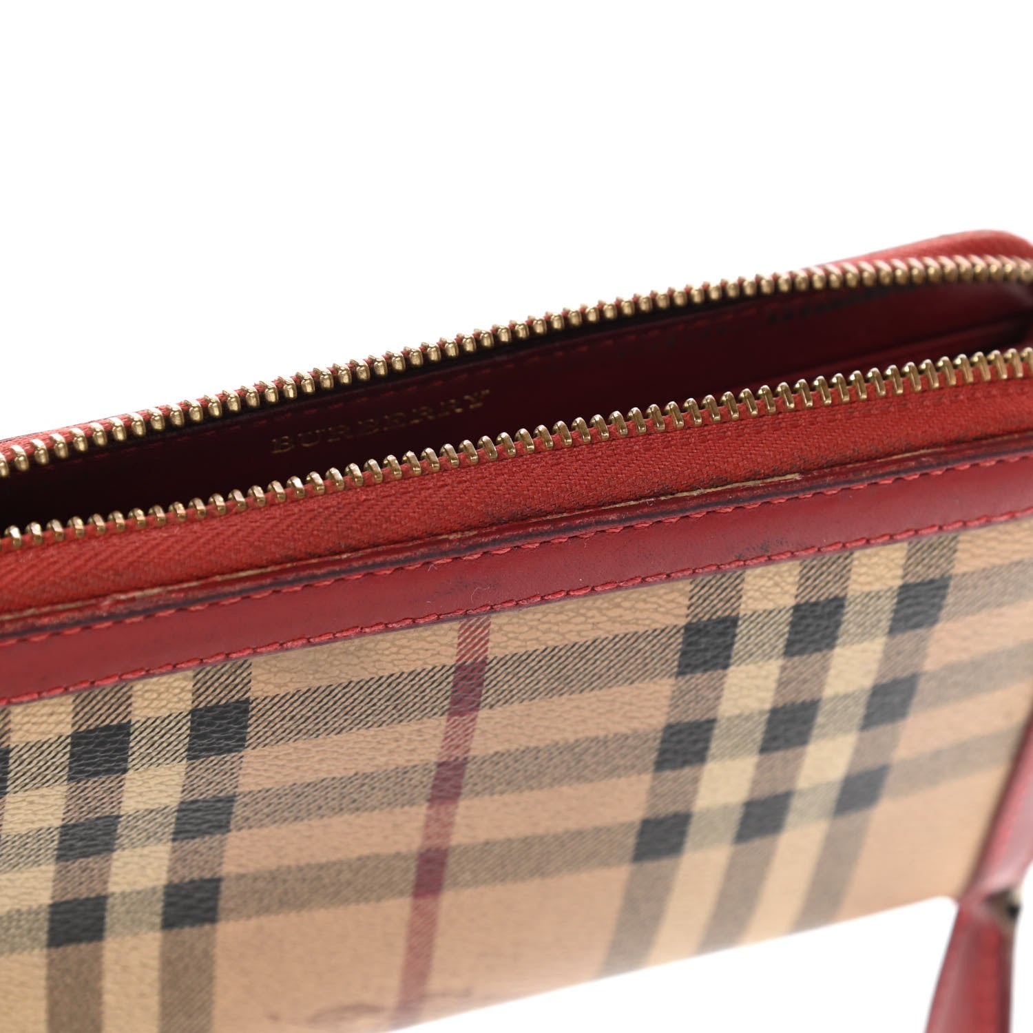 Burberry Haymarket Check Large Ziggy Zip Around Wallet Red 10 of 12