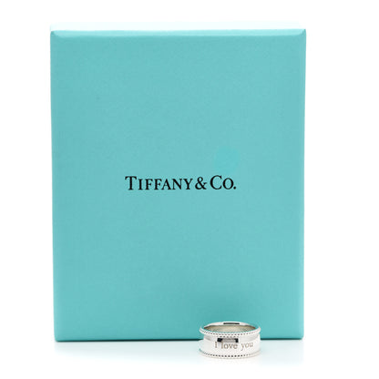 Tiffany Sterling Silver Milgrain I Love You Band Ring 48 4.5 6 of 6