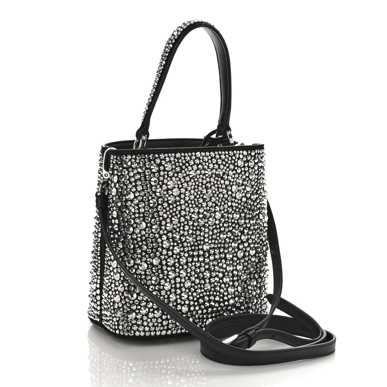 Prada Satin Crystal Small Panier Bucket Bag Metal 3 of 8