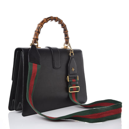 Gucci Calfskin Bamboo Web Large Dionysus Top Handle Bag Black Bright Evergreen Hibiscus Red 3 of 9