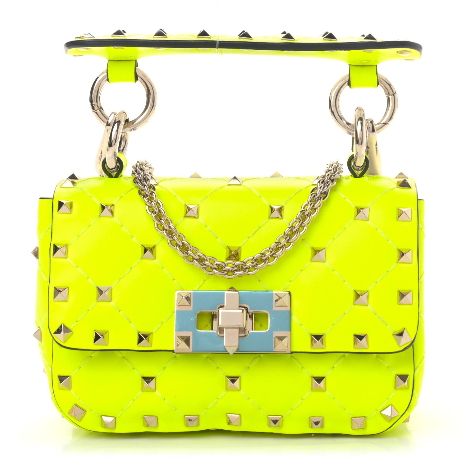 Valentino Garavani Calfskin Micro Rockstud Spike Shoulder Bag Lime 1 of 9