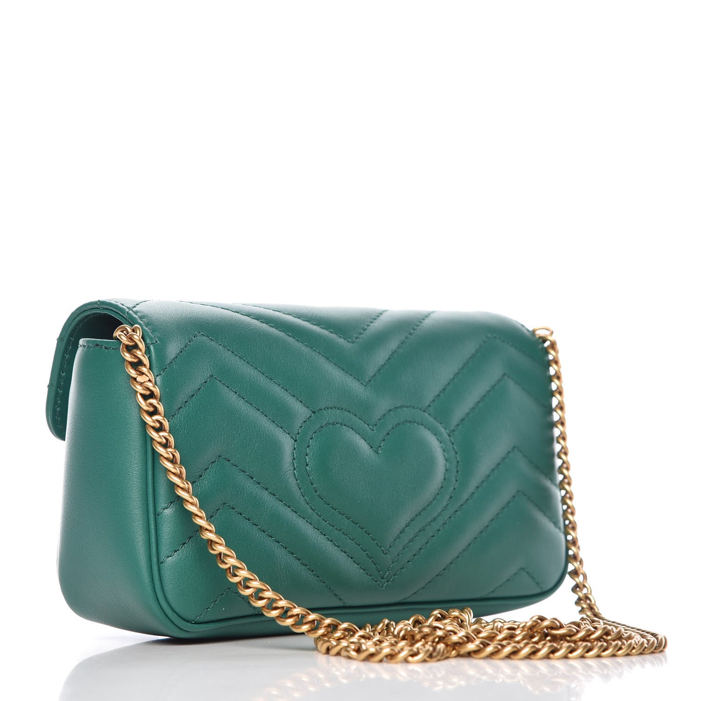 Calfskin Matelasse Super Mini GG Marmont Shoulder Bag Emerald Green