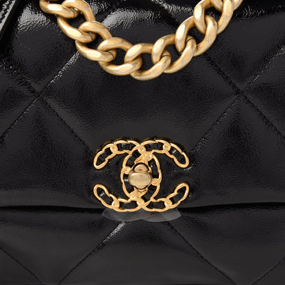Chanel Shiny Crumpled Calfskin Quilted Medium Chanel 19 Flap Black 10 of 11