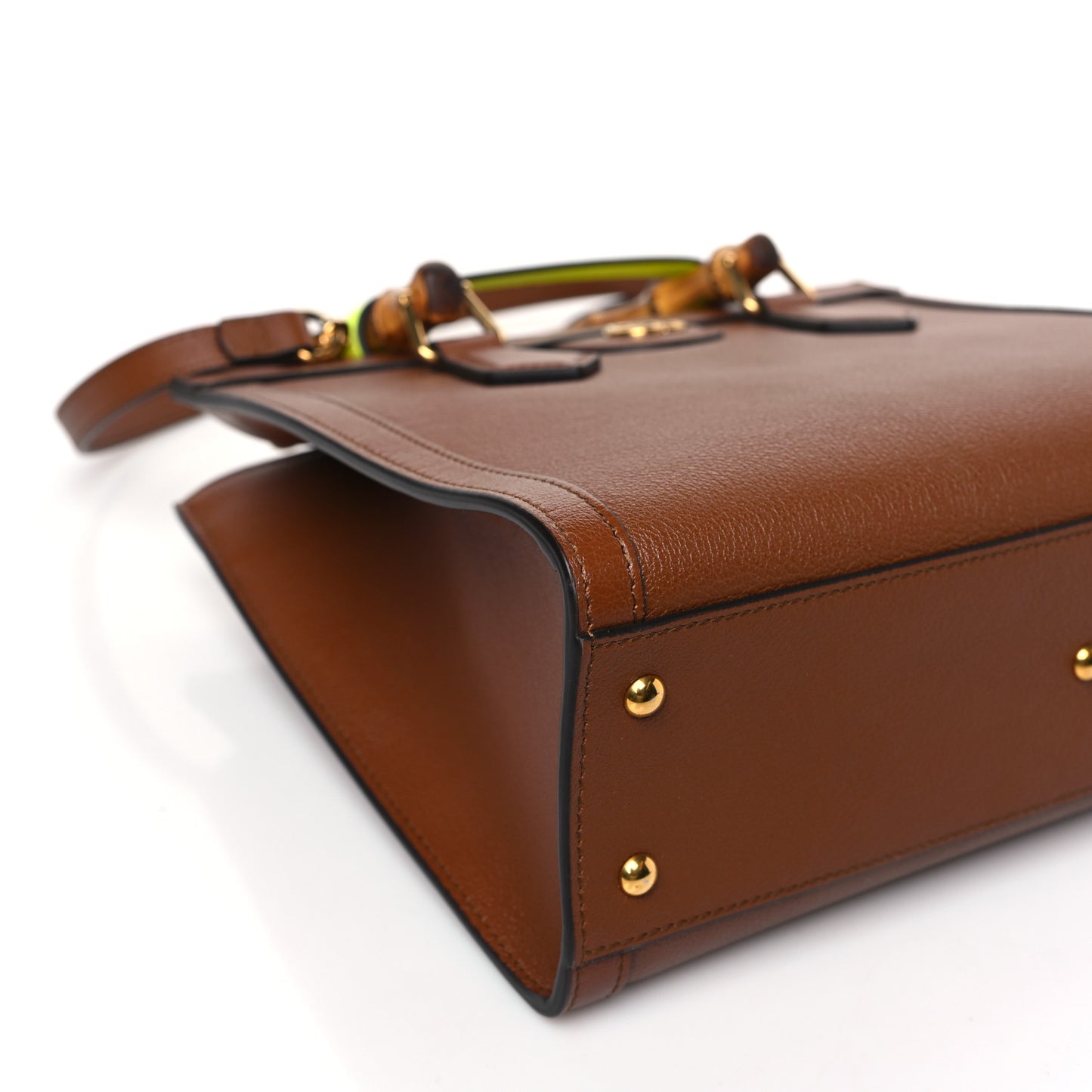 Wonka Grain Calfskin Small Diana Tote Bag Cuir Yellow Fluo