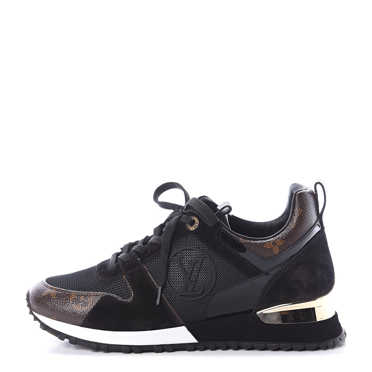 Suede Monogram Run Away Sneakers 37 Black