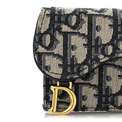 Christian Dior Oblique Saddle Card Holder Blue 13 of 13