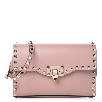 Valentino Garavani Vitello Medium Rockstud Flip Lock Crossbody Bag Poudre 1 of 9