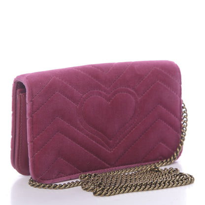 Gucci Velvet Matelasse Love Embroidered GG Marmont Mini Bag Light Raspberry Rose 3 of 10