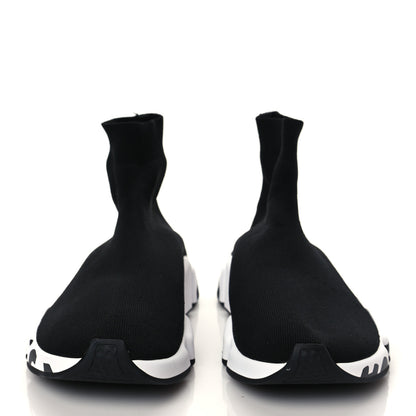 Balenciaga Neoprene Knit Speed Graffiti Sneakers 42 Black White 3 of 9