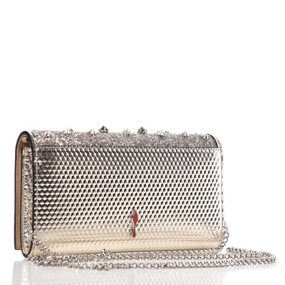 Christian Louboutin Patent Calfskin Pearl Boudoir Glitter Chain Wallet Platinum 3 of 11