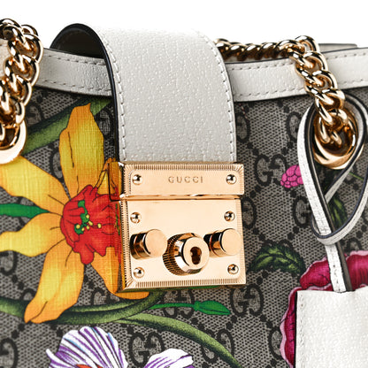 Gucci GG Supreme Monogram Flora Textured Calfskin Small Padlock Tote Beige Ebony Multicolor Mystic White 12 of 13