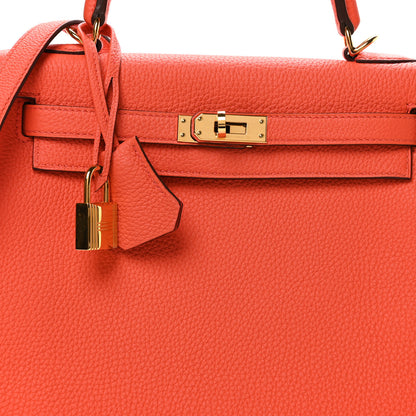 Hermes Togo Kelly Retourne 25 Orange Poppy 8 of 11
