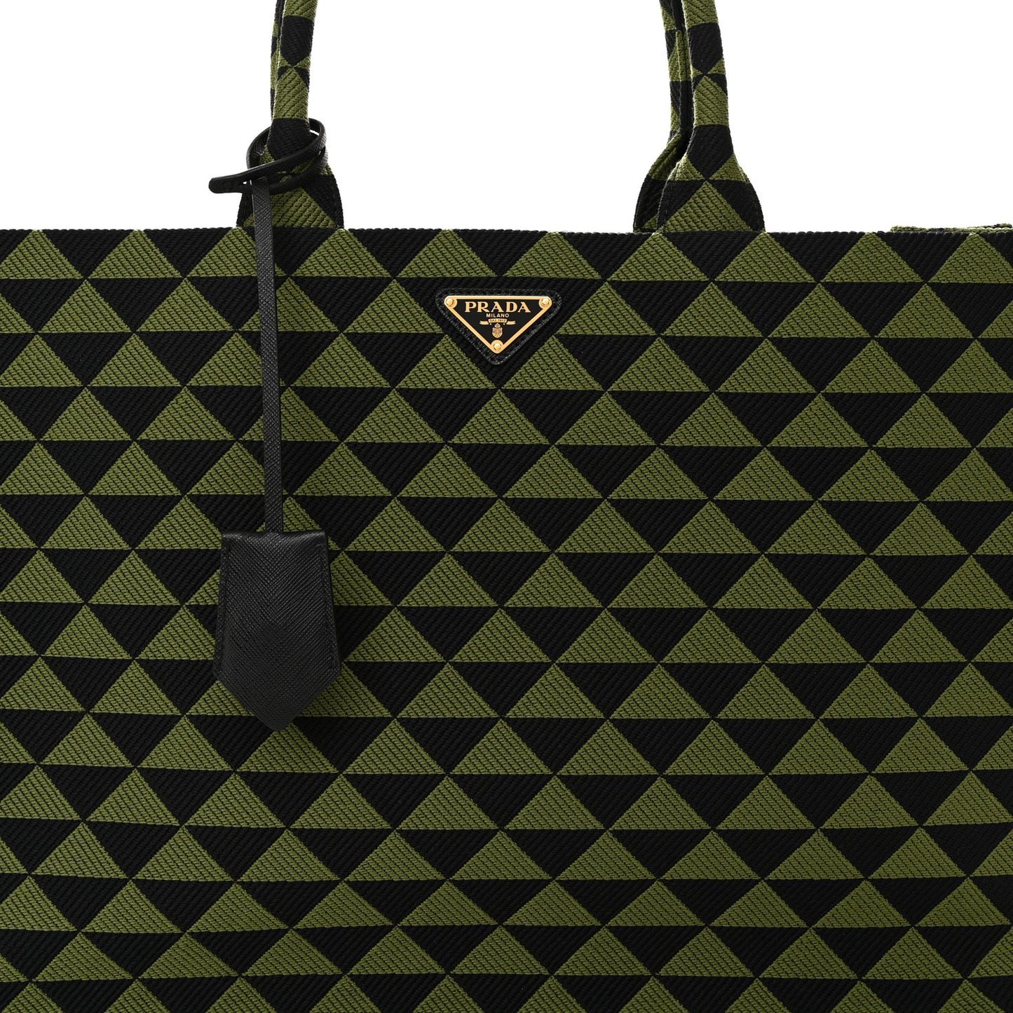 Jacquard Saffiano Triangolo Symbole Embroidered Large Tote Black Edera