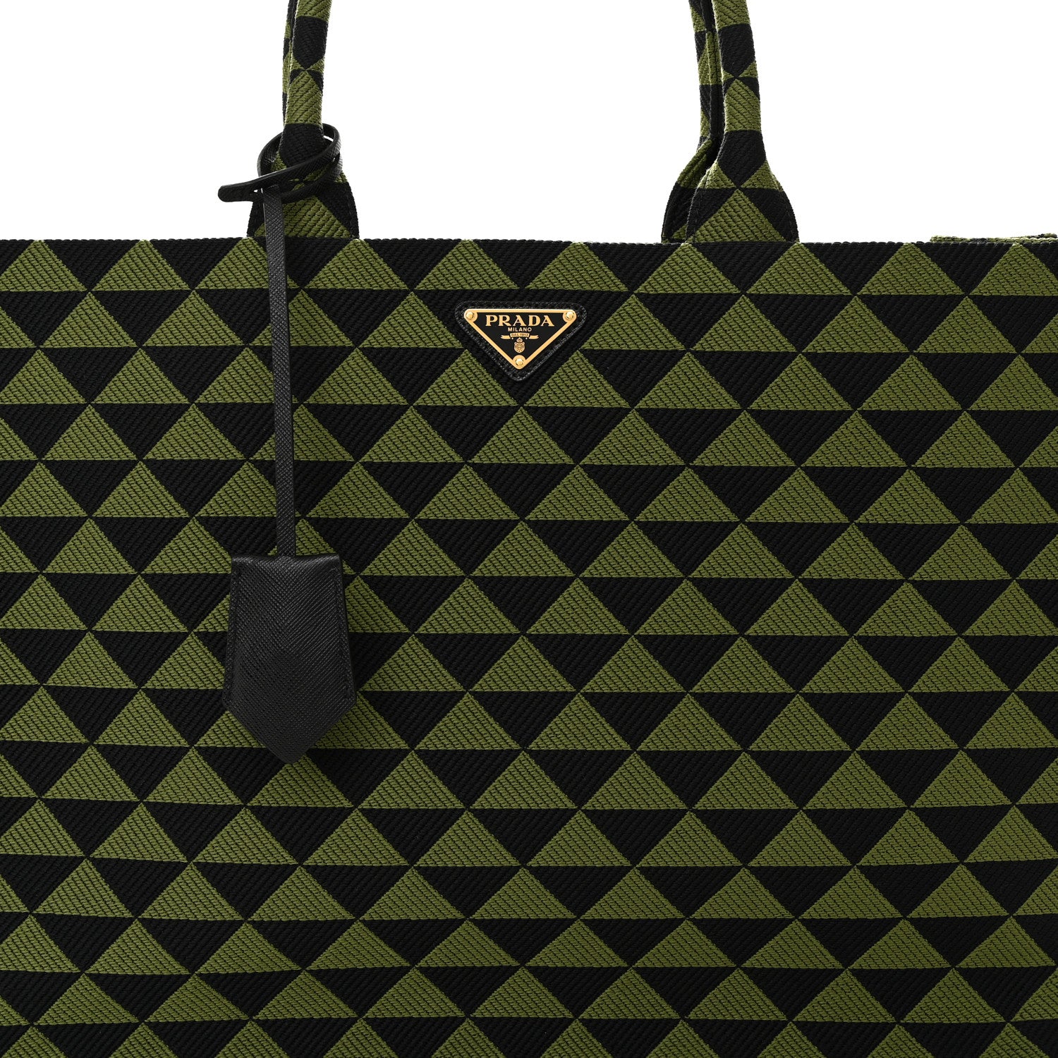 Prada Jacquard Saffiano Triangolo Symbole Embroidered Large Tote Black Edera 8 of 10