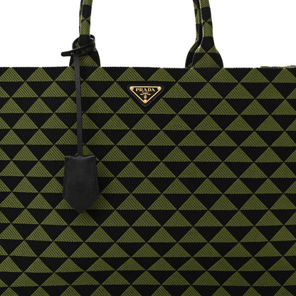 Prada Jacquard Saffiano Triangolo Symbole Embroidered Large Tote Black Edera 8 of 10