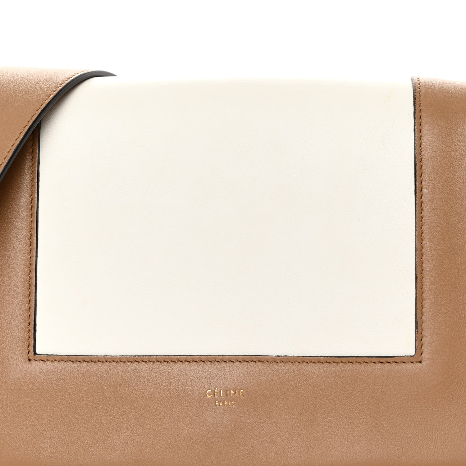 Celine Shiny Smooth Calfskin Medium Frame Shoulder Bag Tan Optic White 8 of 11