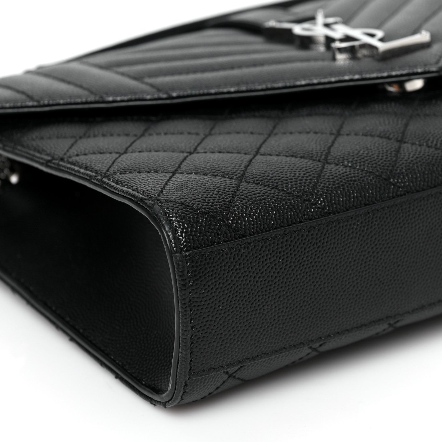 Saint Laurent Grain De Poudre Textured Mixed Matelasse Triquilt Medium Monogram Satchel Black 7 of 9
