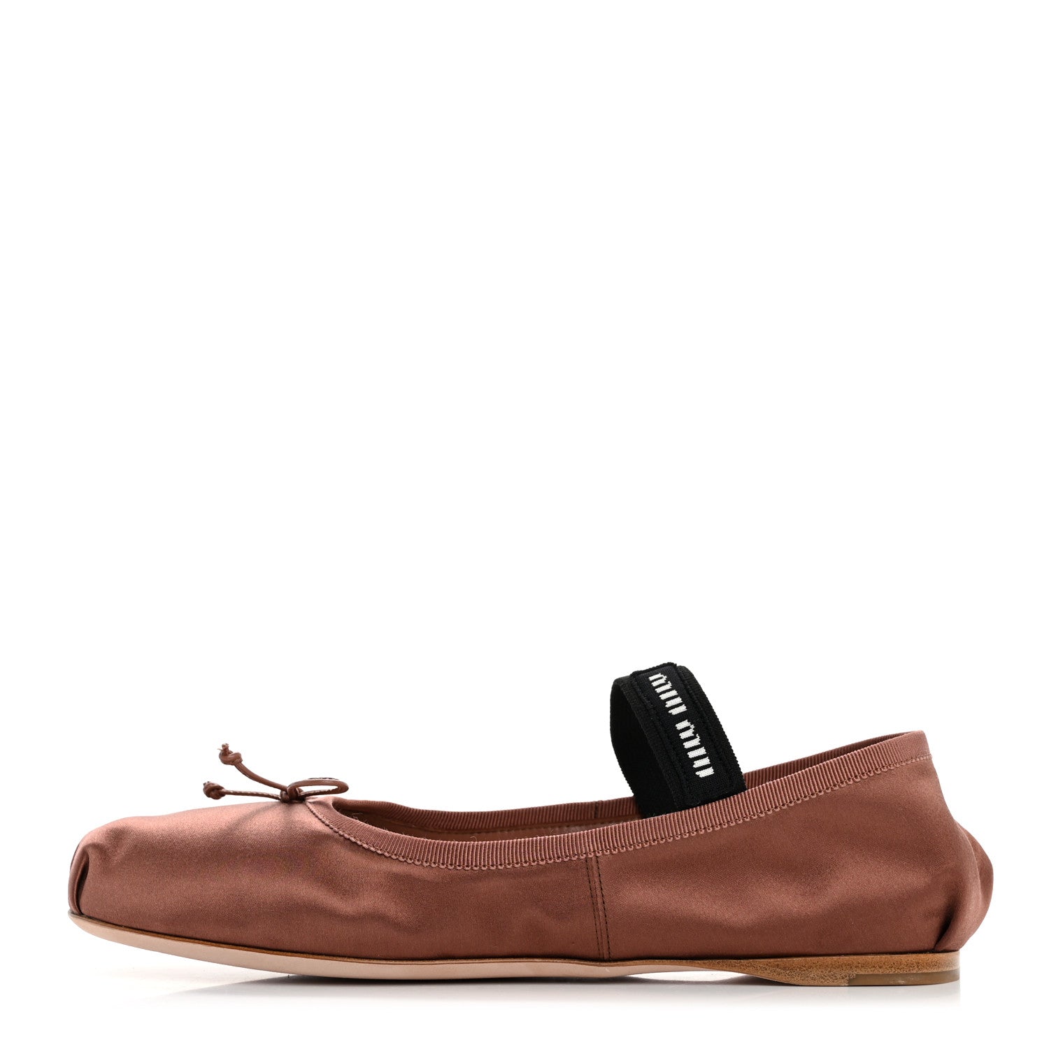 Miu Miu Satin Logo Ballerina Flats 39.5 Cacao 1 of 11