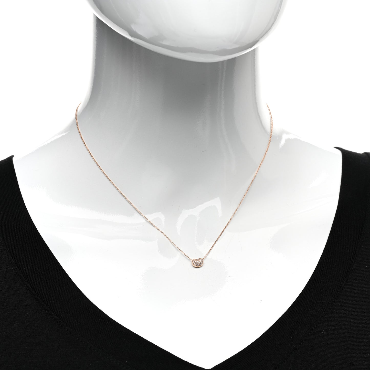 18K Rose Gold Diamond Mini Elsa Peretti Bean Pendant Necklace