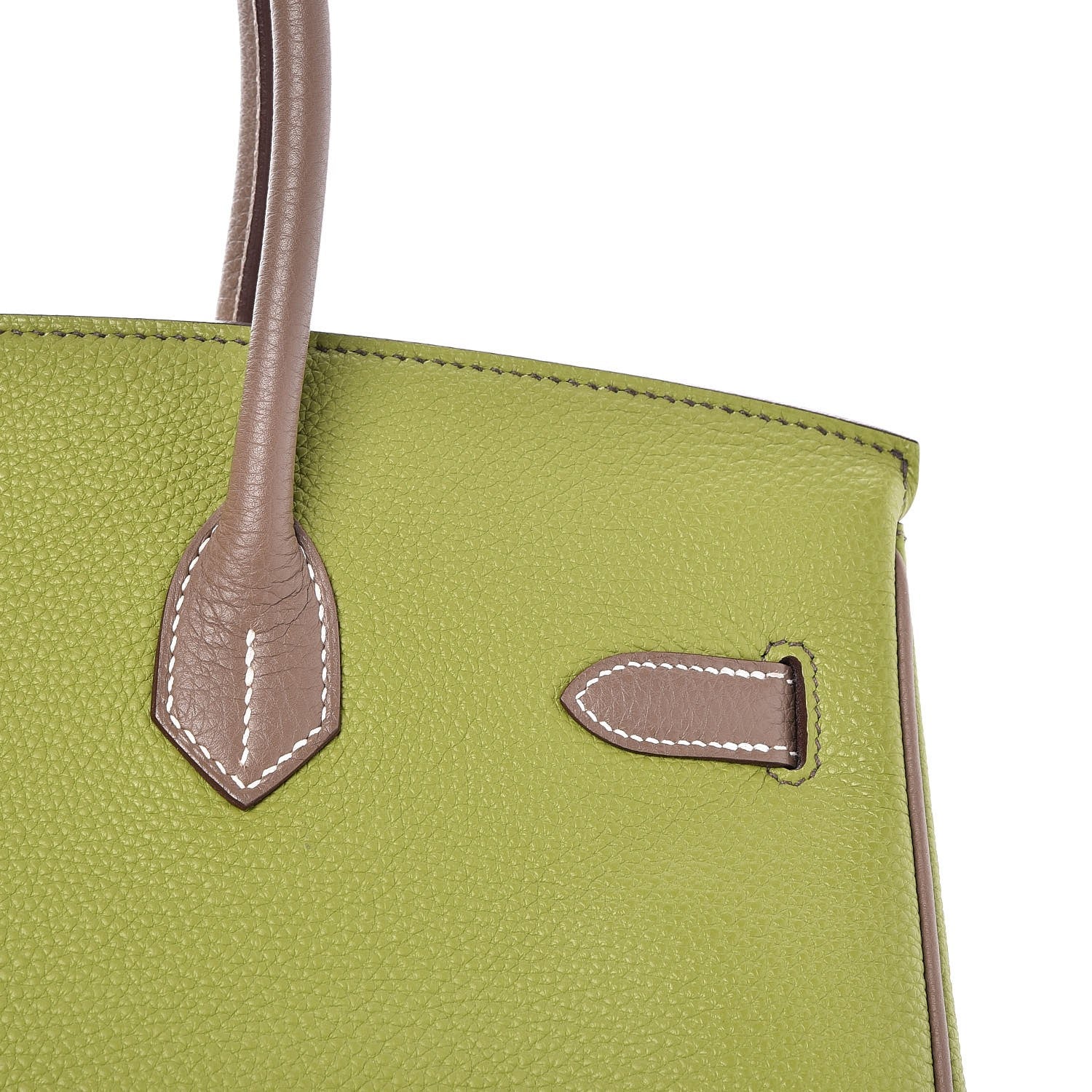 Hermes Togo Bi Color Horseshoe Birkin 35 Vert Anis Etoupe 28 of 35