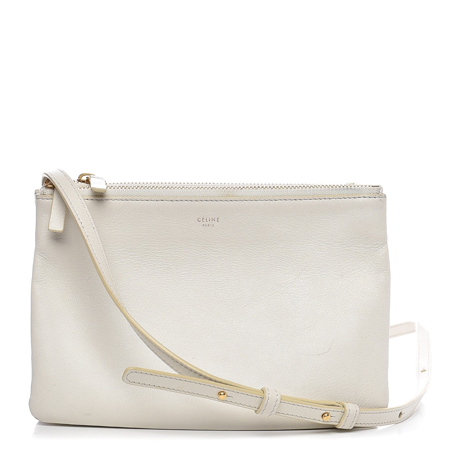 Celine Lambskin Small Trio Crossbody Bag White 1 of 22