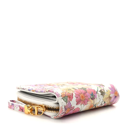 Christian Dior Calfskin Caro Freesia Zipped Wallet White Multicolor 4 of 10