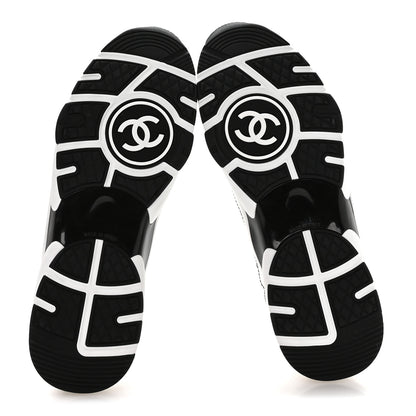 Chanel Cotton Womens CC Sneakers 40.5 White Black 6 of 9