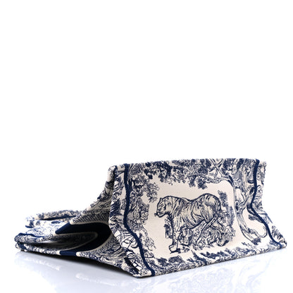 Christian Dior Canvas Embroidered Medium Dioriviera Toile De Jouy Book Tote Blue 3 of 9