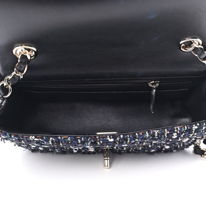 Chanel Glittered Tweed Quilted Mini Rectangular Flap Navy Blue Mulitcolor 5 of 9