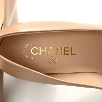 Chanel Lambskin Patent Cap Toe Pumps 41 Beige White 8 of 9