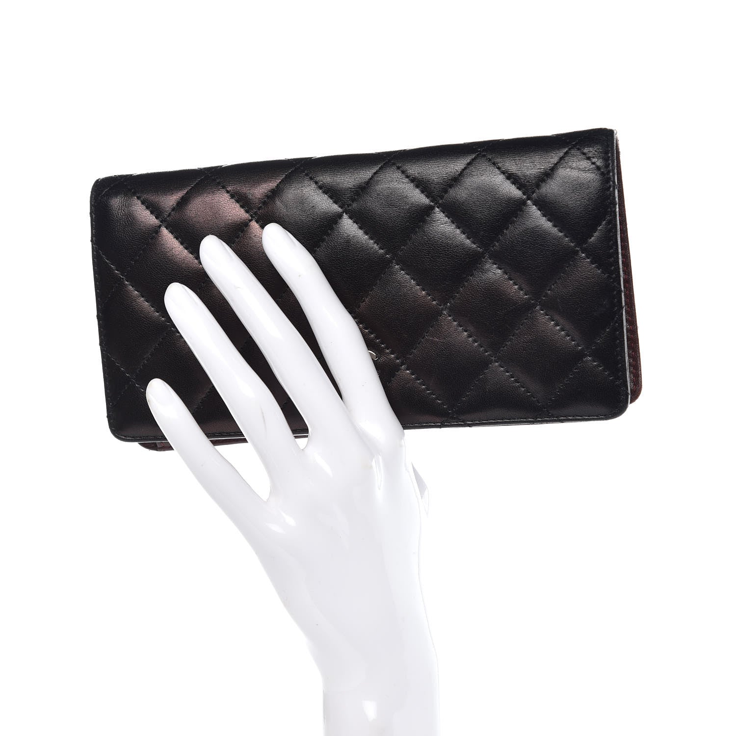 Chanel Lambskin Quilted Yen Wallet Black 2 of 15