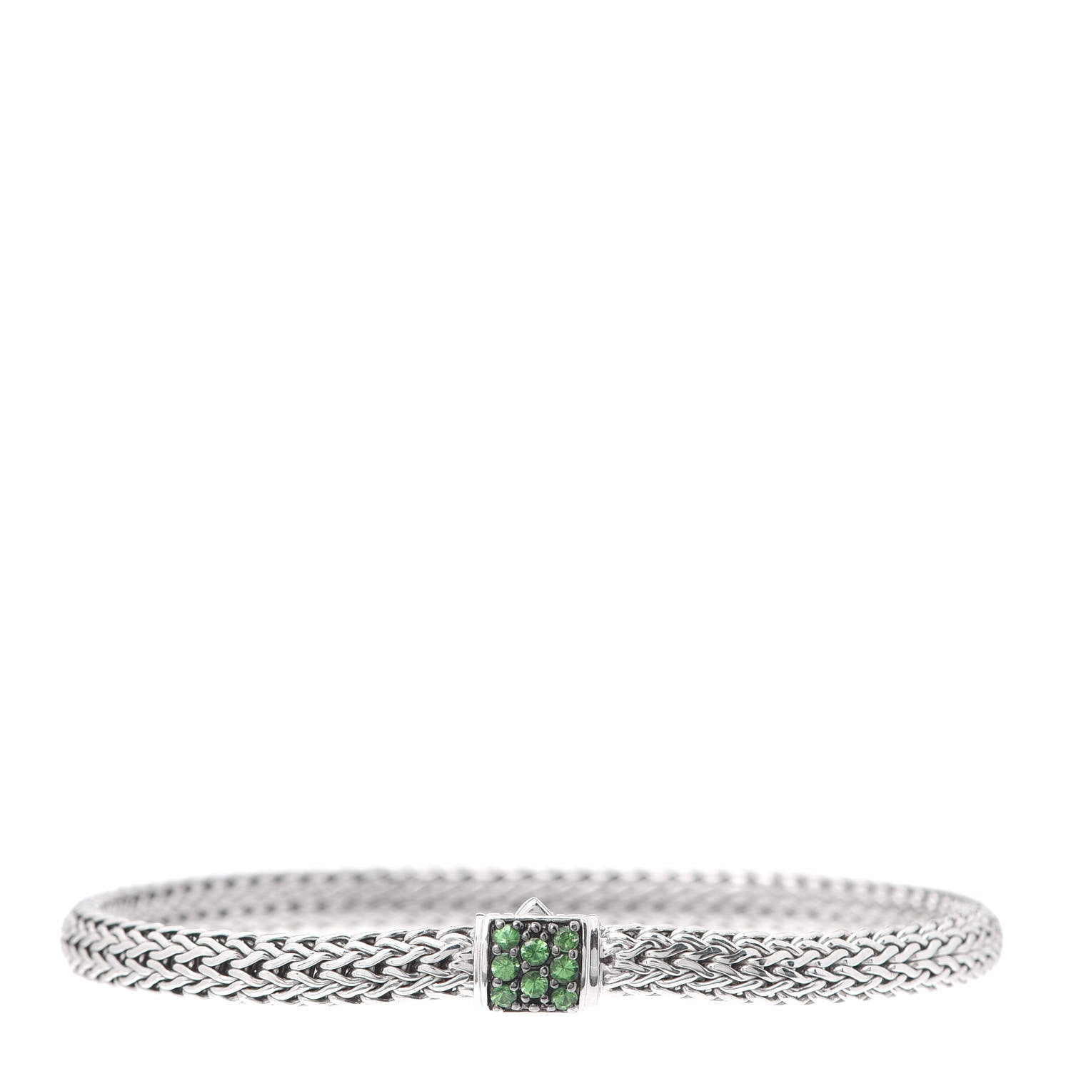 John Hardy Sterling Silver Tsavorite 5mm Classic Chain Bracelet 1 of 5