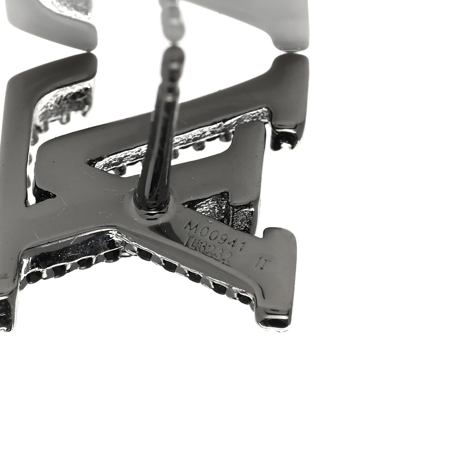 Louis Vuitton Metal Crystal LV Iconic Earrings Black Dore 5 of 5