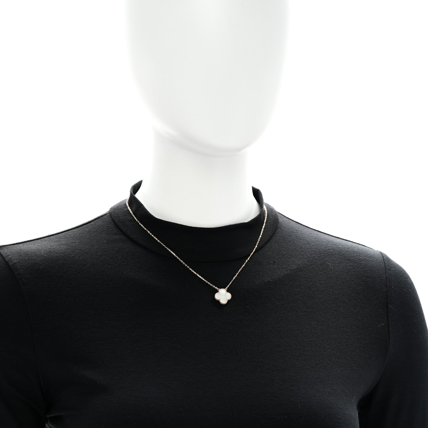 Van Cleef & Arpels 18K Yellow Gold Mother of Pearl Vintage Alhambra Pendant Necklace 2 of 6