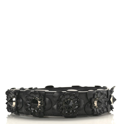 Fendi Vitello Dolce Nappa Patent Flowerland Studded Strap You Black 2 of 3