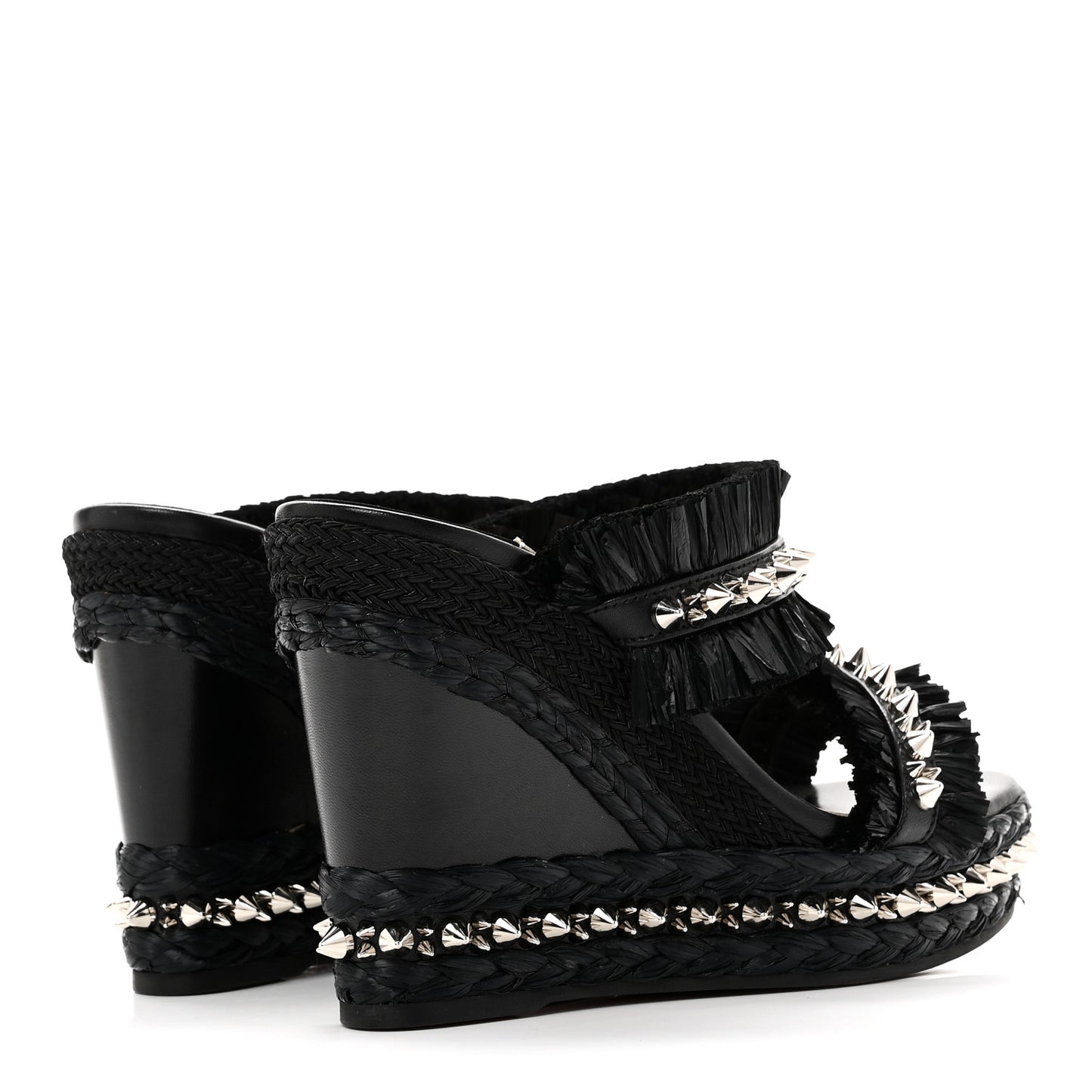 Calfskin Raffia Marivodu Sandals 37 Black